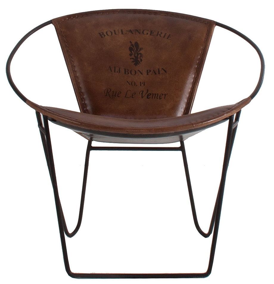 Fauteuil cuir marron et pieds métal noir Lazar - Lot de 2 - Photo n°1