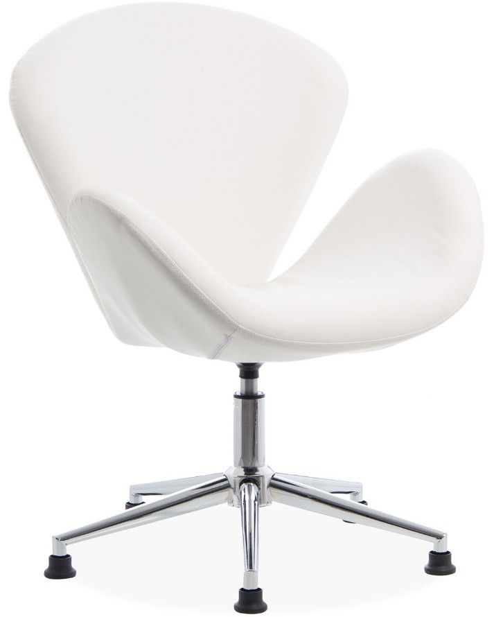 Fauteuil cygne pivotant similicuir blanc - Photo n°1