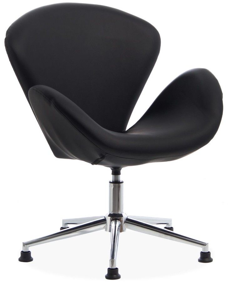 Fauteuil cygne pivotant similicuir noir - Photo n°1