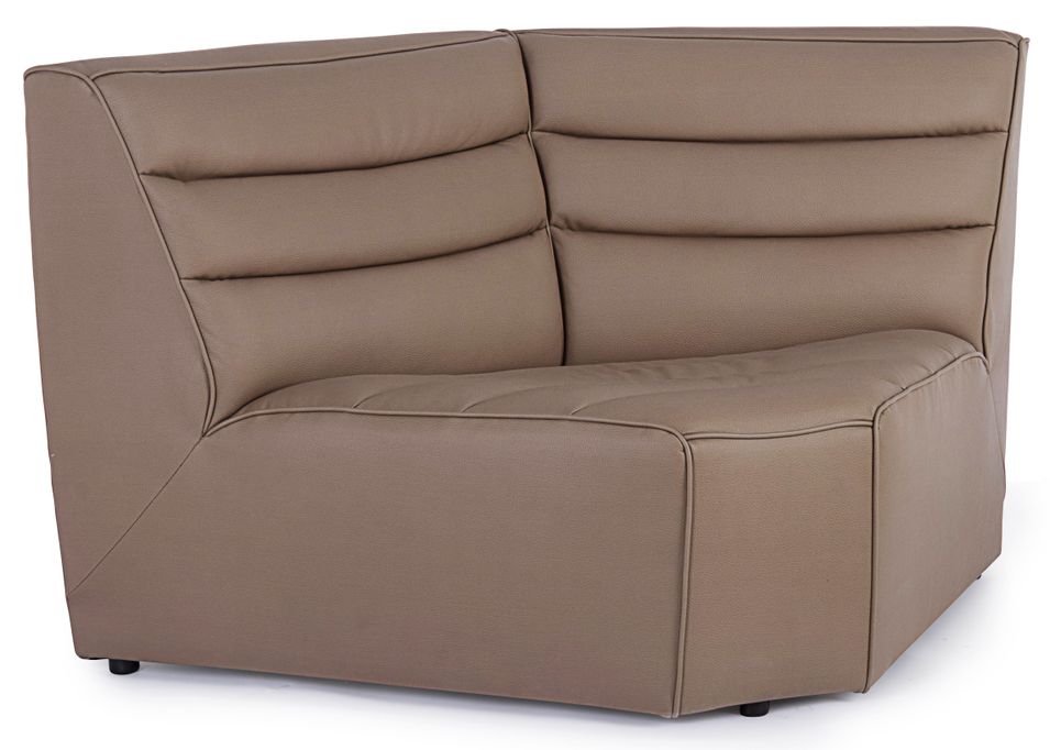 Fauteuil d'angle en polyester effet cuir marron Olivia - Photo n°1