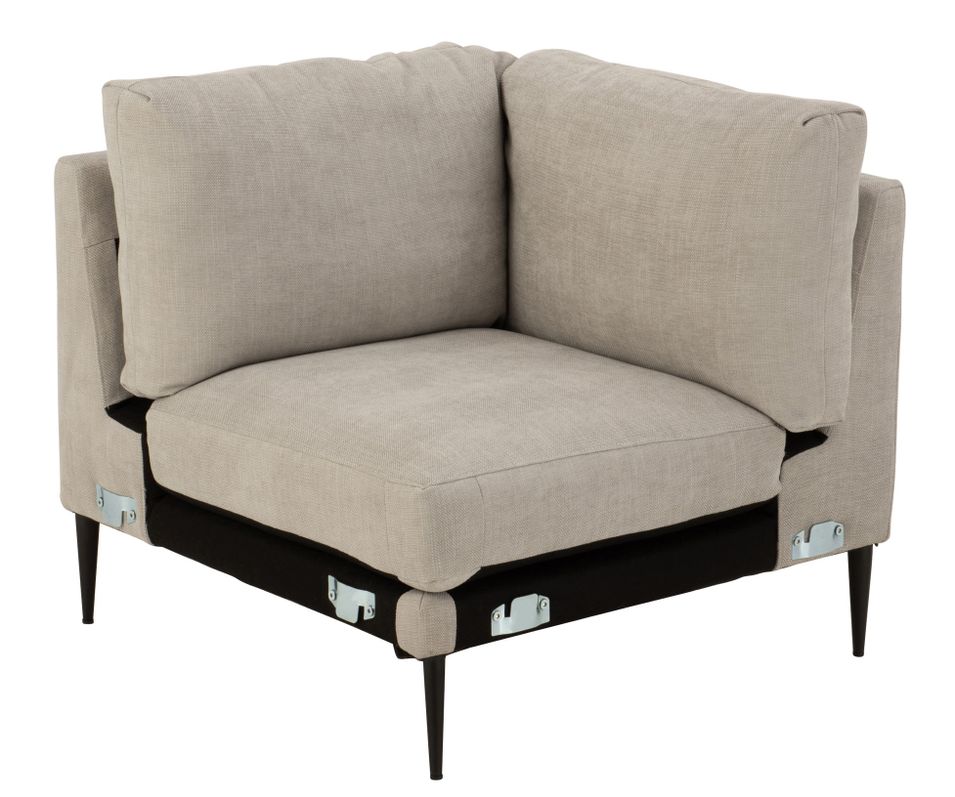 Fauteuil d'angle en tissu gris et pieds en bois Zoe - Photo n°1