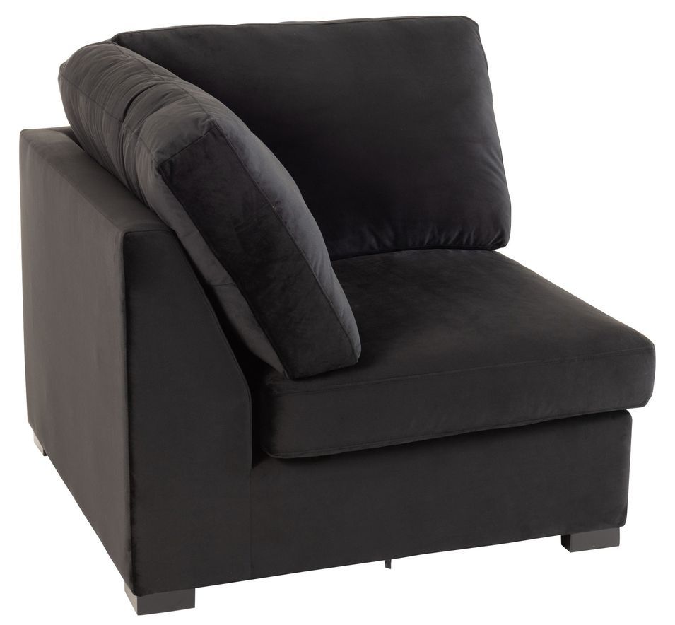 Fauteuil d'angle velours et bois noir Vero - Photo n°1