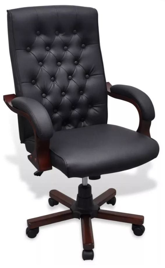 Fauteuil de bureau avec accoudoirs similicuir et pied noir Konor - Photo n°1