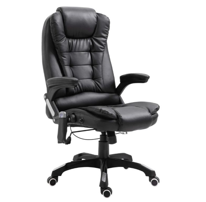 Fauteuil de bureau avec télécommande électrique simili cuir noir Grease - Photo n°1