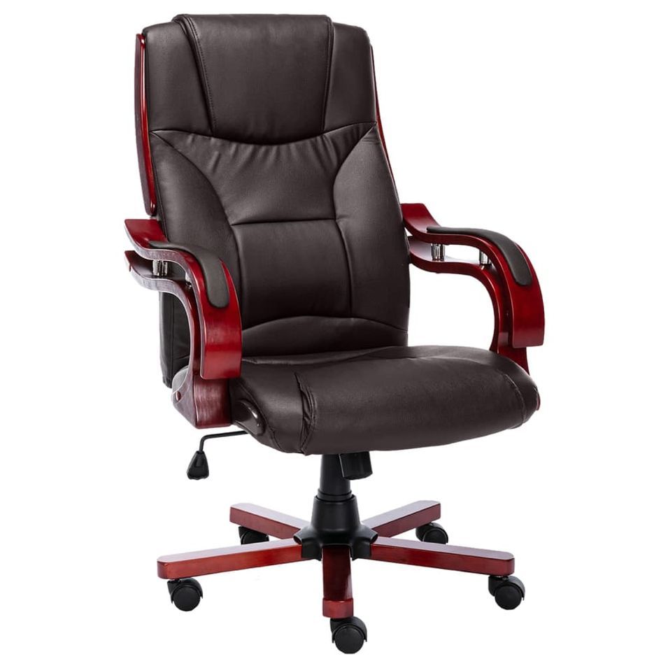 Fauteuil de bureau Marron Cuir véritable - Photo n°1