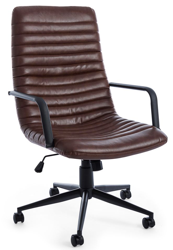 Fauteuil de bureau réglable en simili cuir marron Greg - Photo n°1