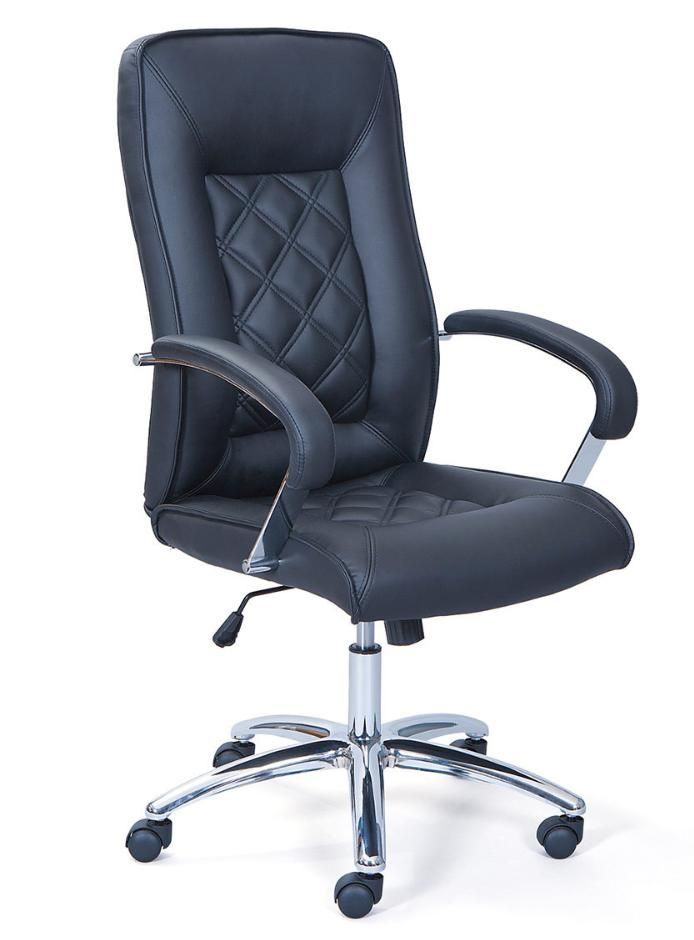 Fauteuil de bureau simili cuir noir et pieds métal chromé Sia - Photo n°1