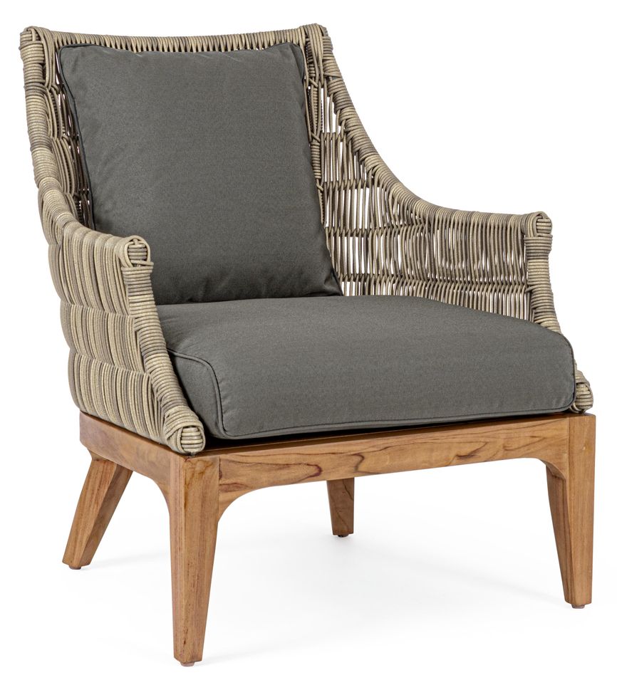 Fauteuil de jardin aluminium beige et gris avec coussin Cayla - Photo n°1