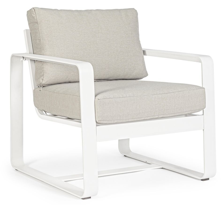 Fauteuil de jardin aluminium blanc avec coussin Masy - Lot de 2 - Photo n°1