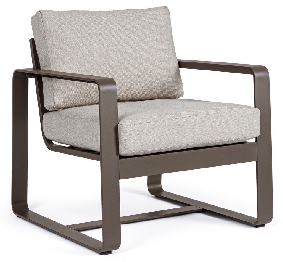 Fauteuil de jardin aluminium marron et coussin Masy - Lot de 2 - Photo n°1