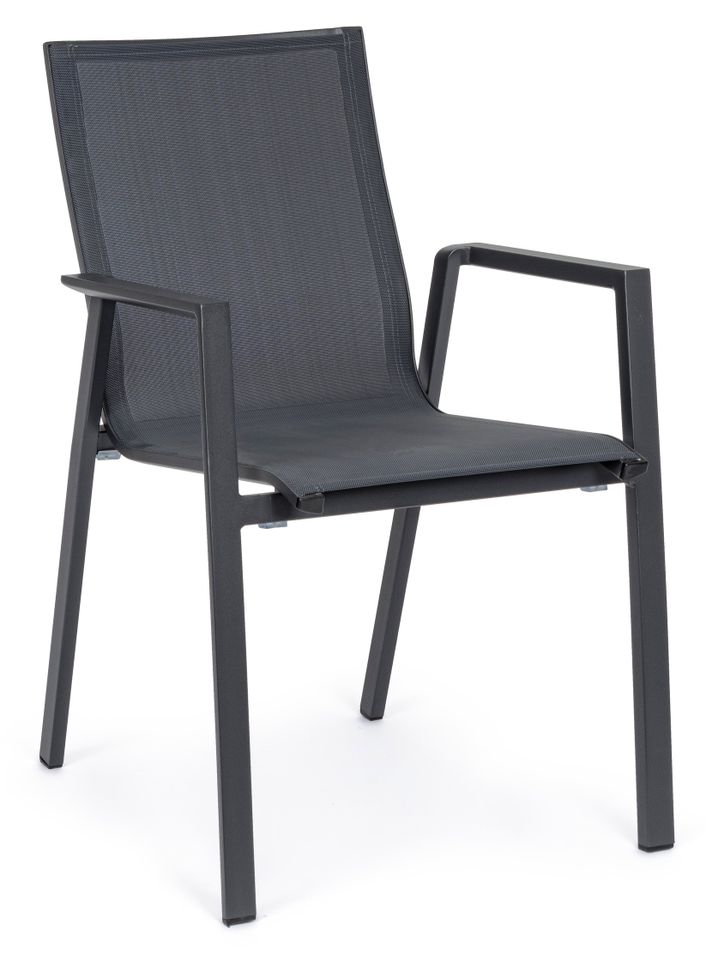 Fauteuil de jardin en aluminium anthracite Kim - Lot de 4 - Photo n°1