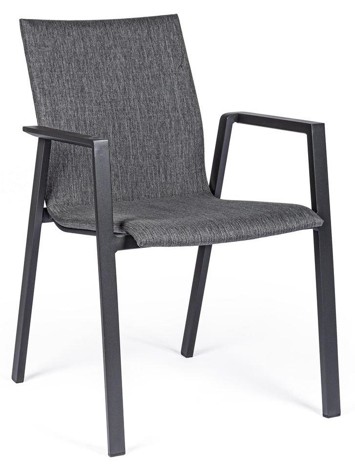 Fauteuil de jardin en aluminium anthracite Tim - Lot de 4 - Photo n°1
