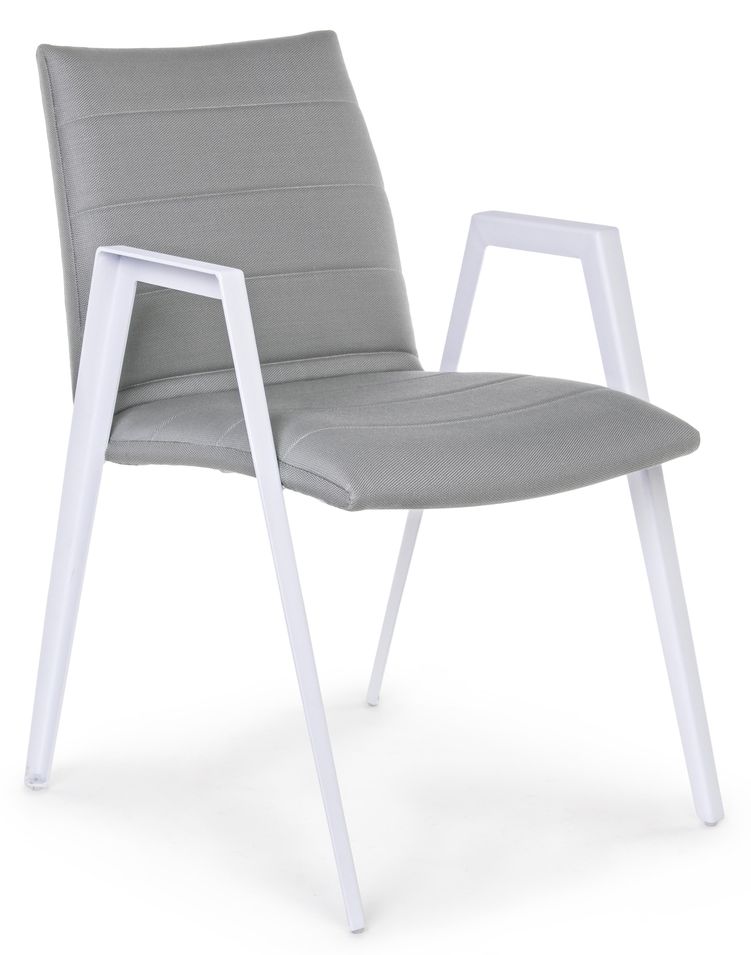 Fauteuil de jardin en aluminium blanc et gris Livya - Lot de 2 - Photo n°1