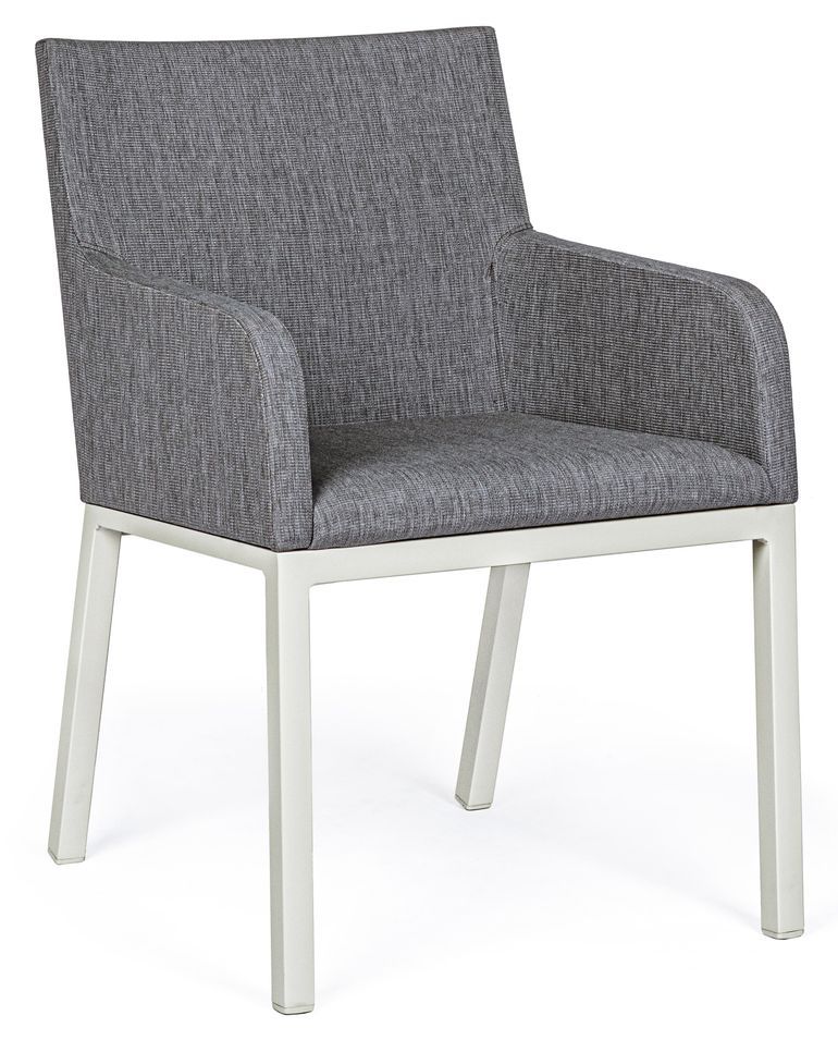 Fauteuil de jardin en aluminium gris et blanc Olga - Lot de 4 - Photo n°1