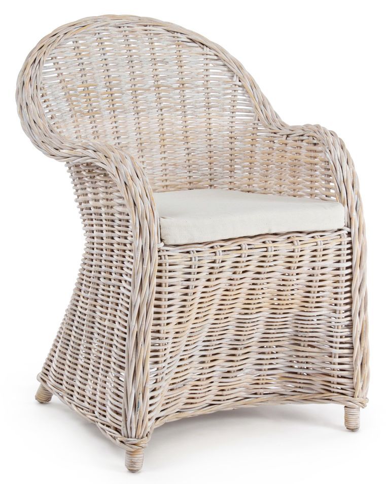 Fauteuil de jardin en rotin blanc avec coussin Marty - Photo n°1