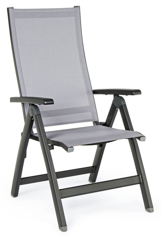 Fauteuil de jardin inclinable en aluminium anthracite Cadia - Photo n°1