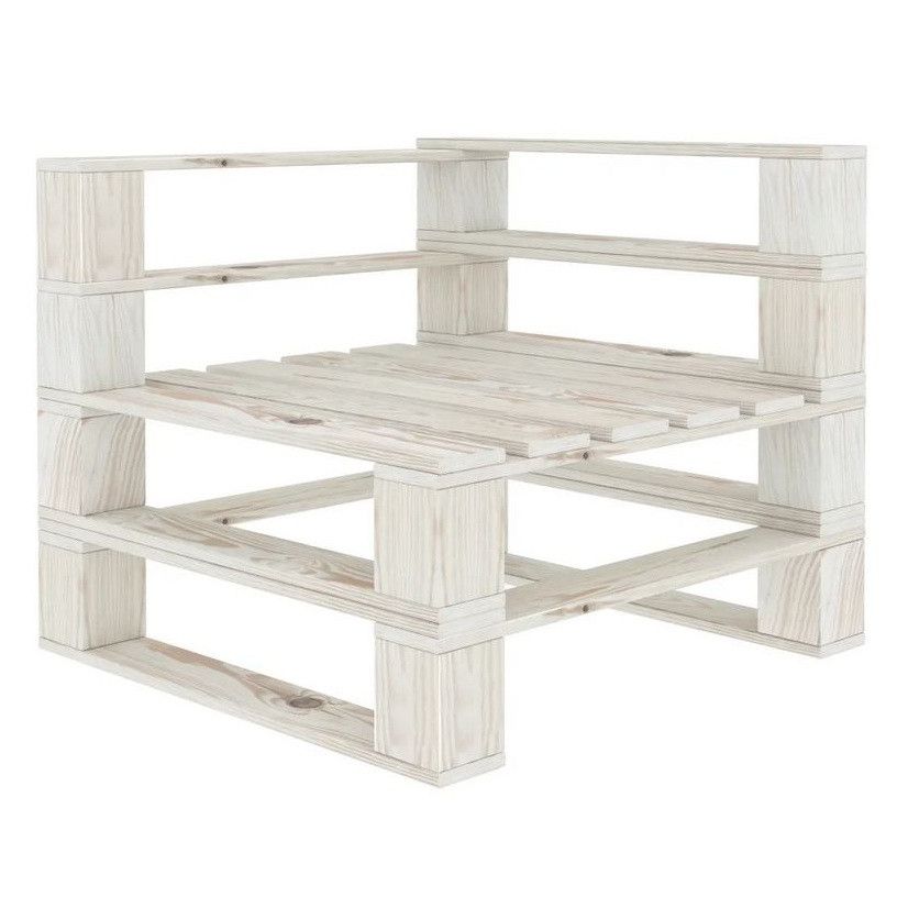 Fauteuil de jardin palette pin massif blanc Myree - Photo n°1
