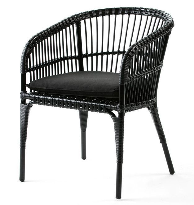 Fauteuil de jardin rotin synthétique et métal noir Cassia - Photo n°1