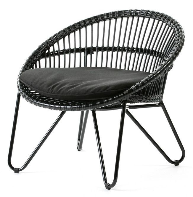 Fauteuil de jardin rotin synthétique et métal noir Gouty - Photo n°1