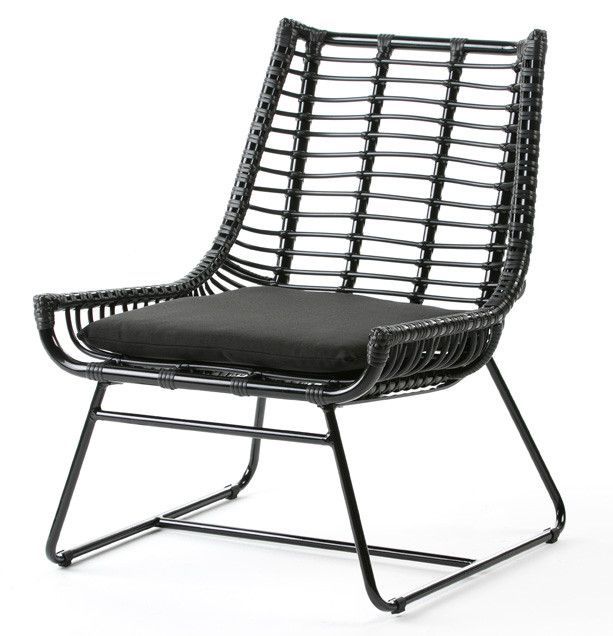 Fauteuil de jardin rotin synthétique et métal noir Oly - Photo n°1