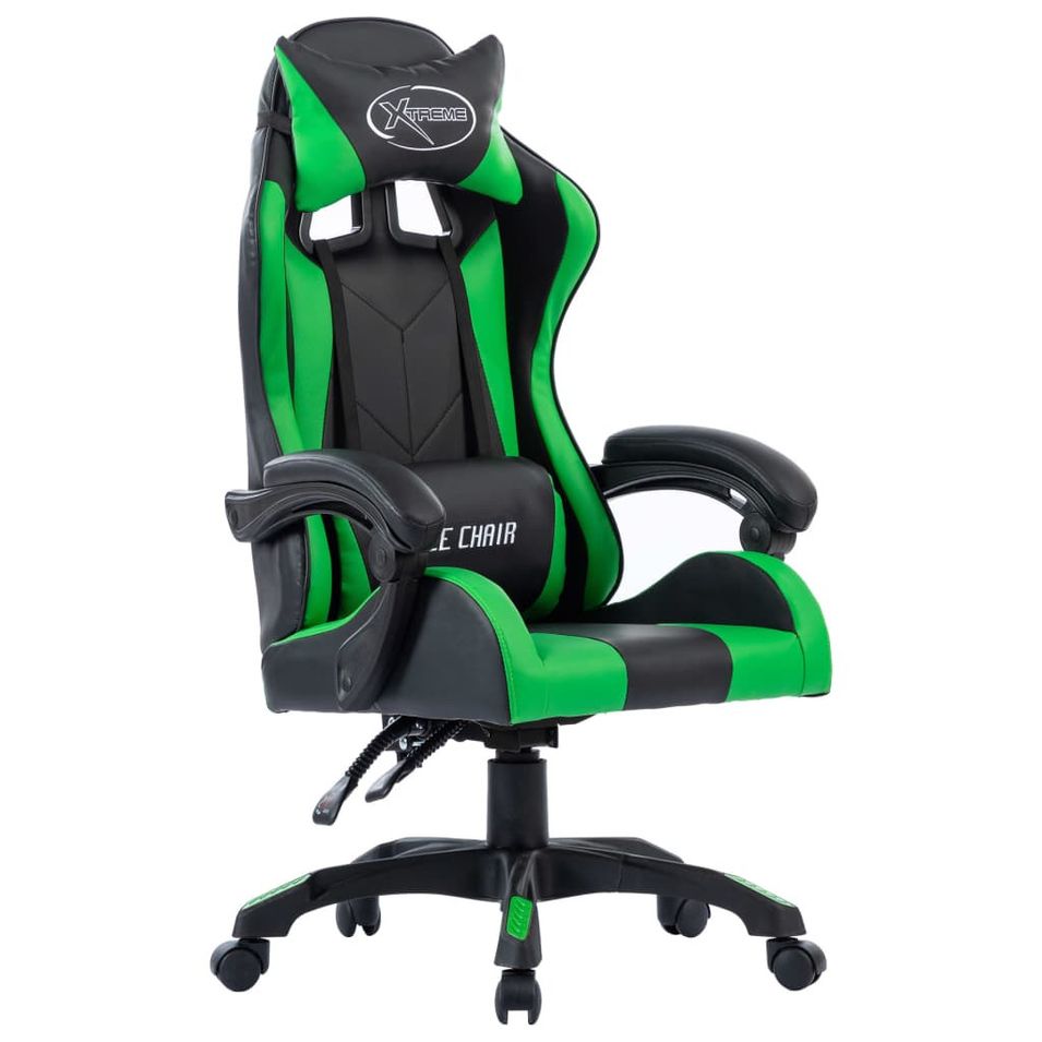 Fauteuil de jeux vidéo Vert Similicuir - Photo n°1