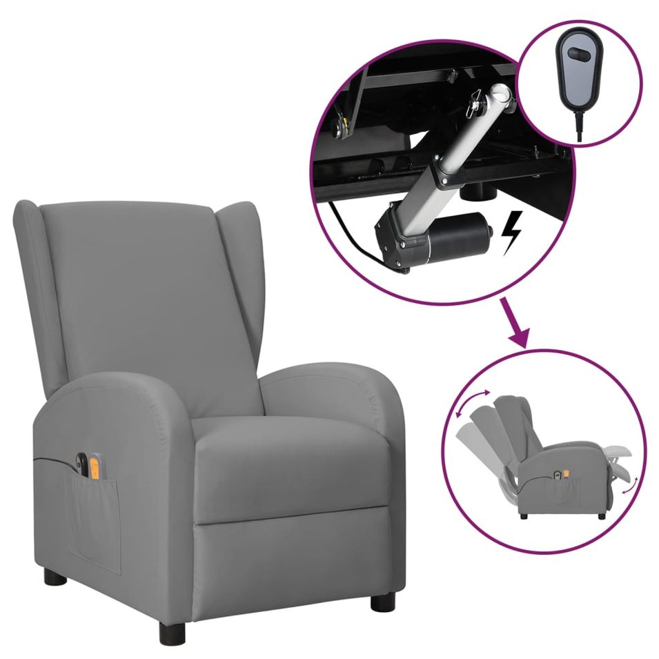Fauteuil de massage électrique à oreilles Gris Similicuir - Photo n°1