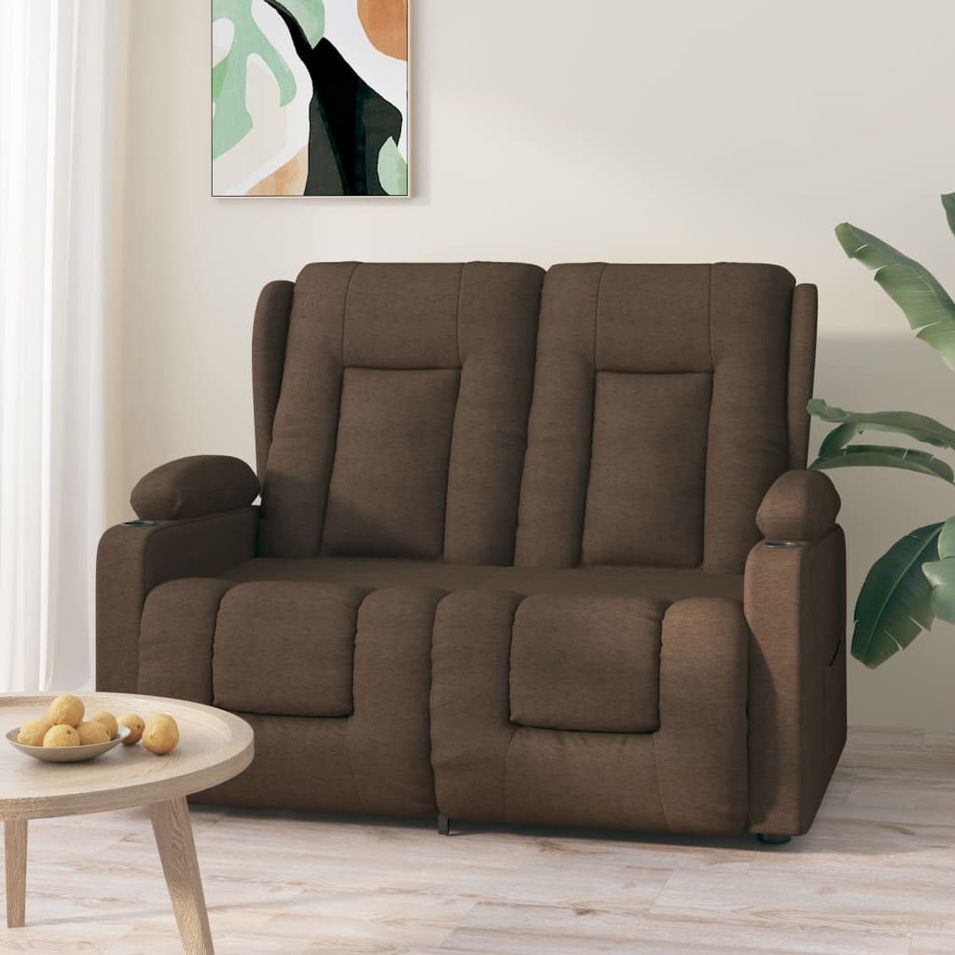 Fauteuil de massage inclinable 2 places porte-gobelets Marron - Photo n°1