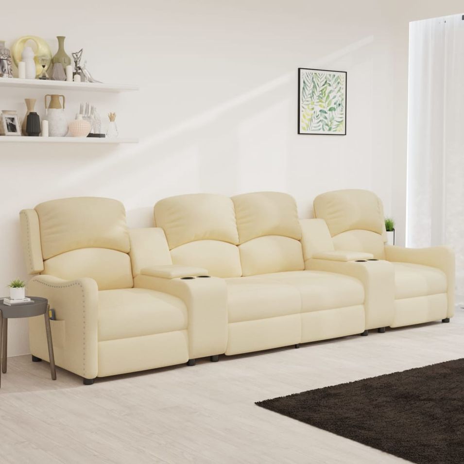 Fauteuil de massage inclinable 4 places et porte-gobelets Crème 2 - Photo n°1