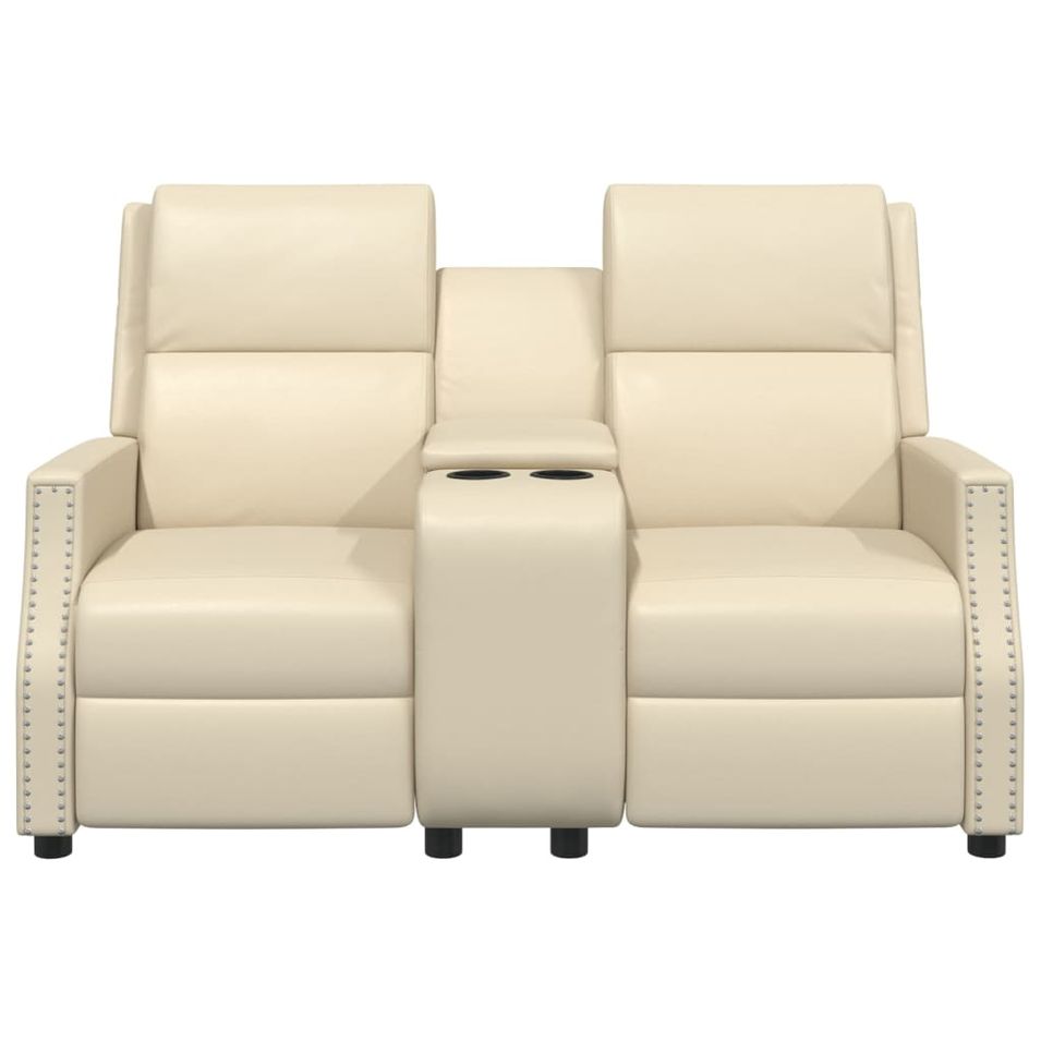 Fauteuil de massage inclinable à 2 places Crème Similicuir - Photo n°1