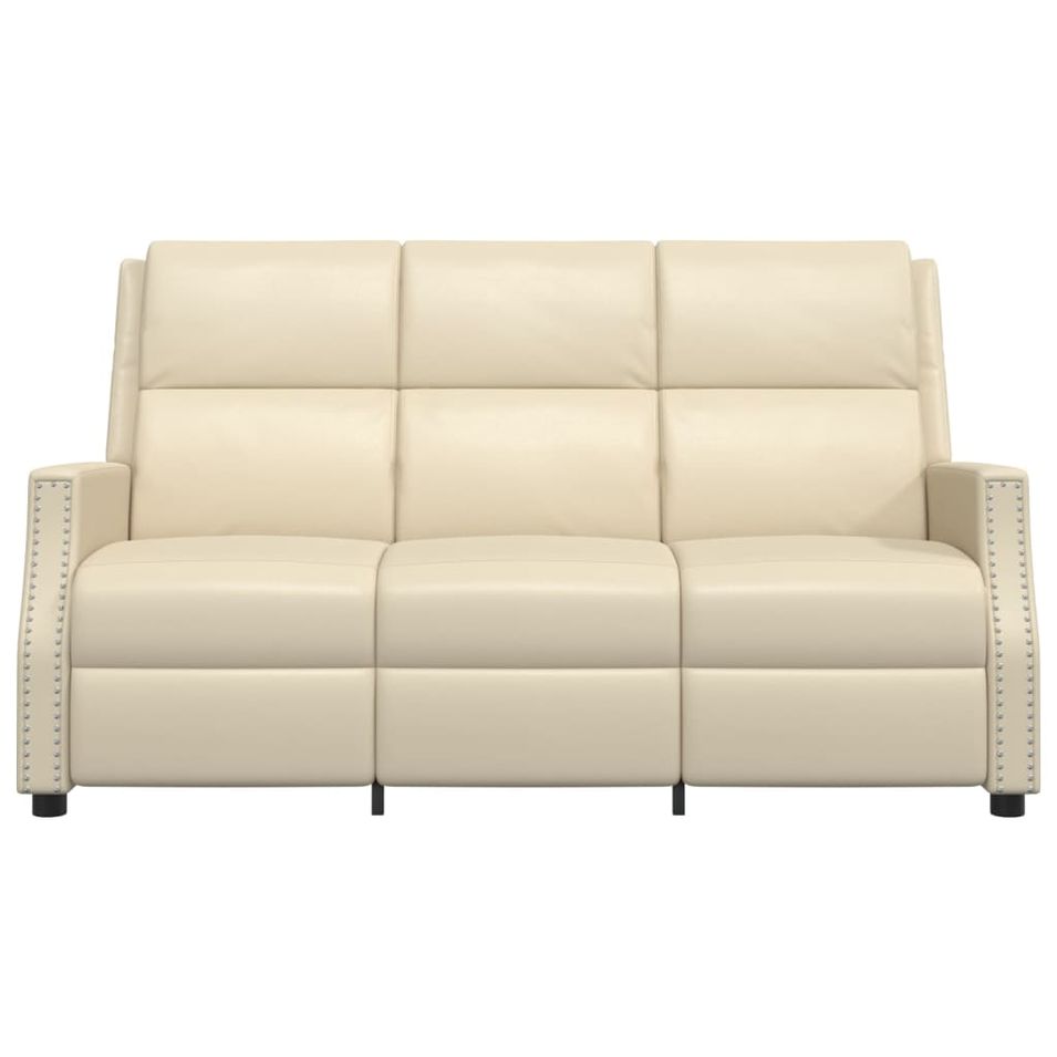 Fauteuil de massage inclinable à 3 places Crème Similicuir - Photo n°1