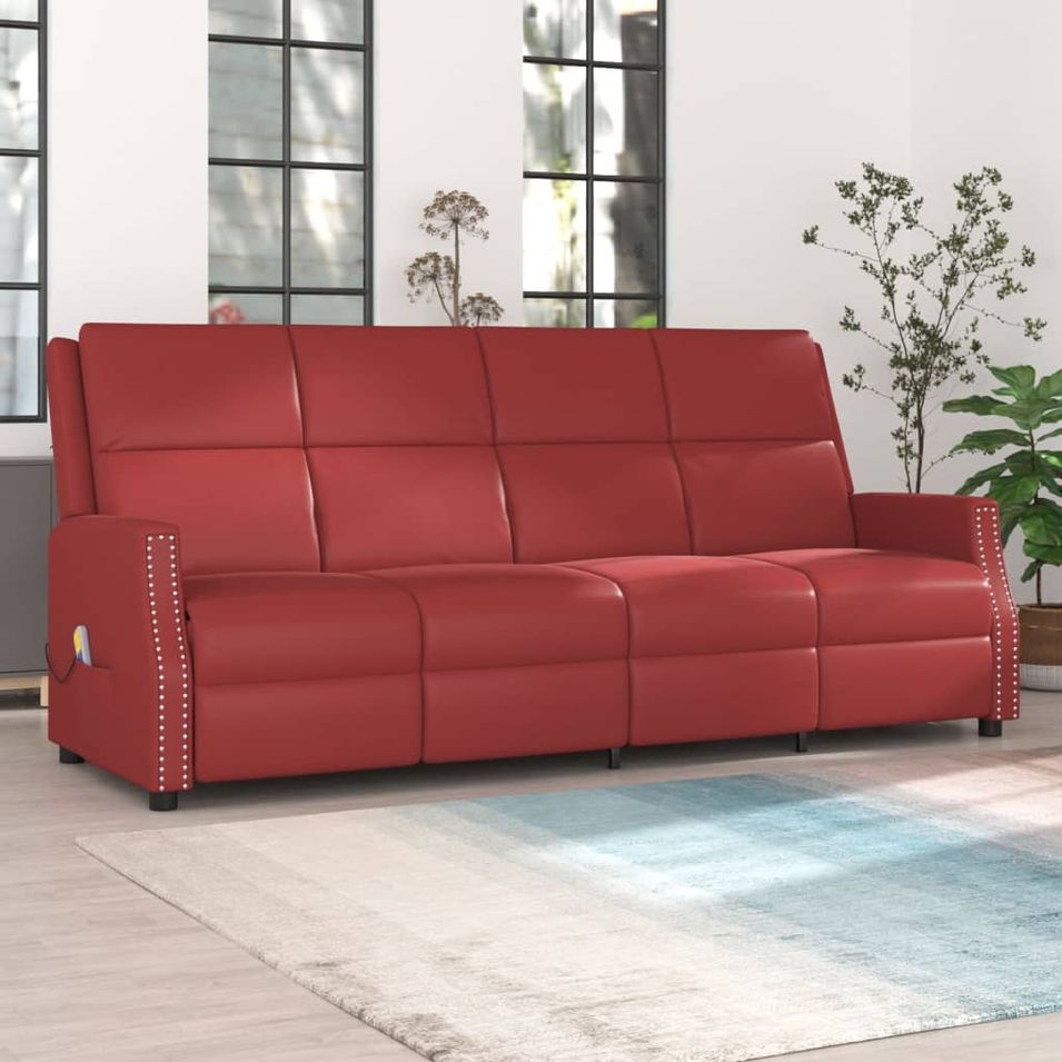 Fauteuil de massage inclinable à 4 places Bordeaux Similicuir 2 - Photo n°1