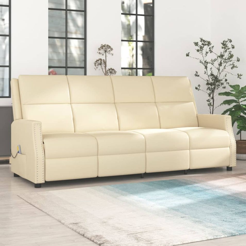 Fauteuil de massage inclinable à 4 places Crème Similicuir - Photo n°1