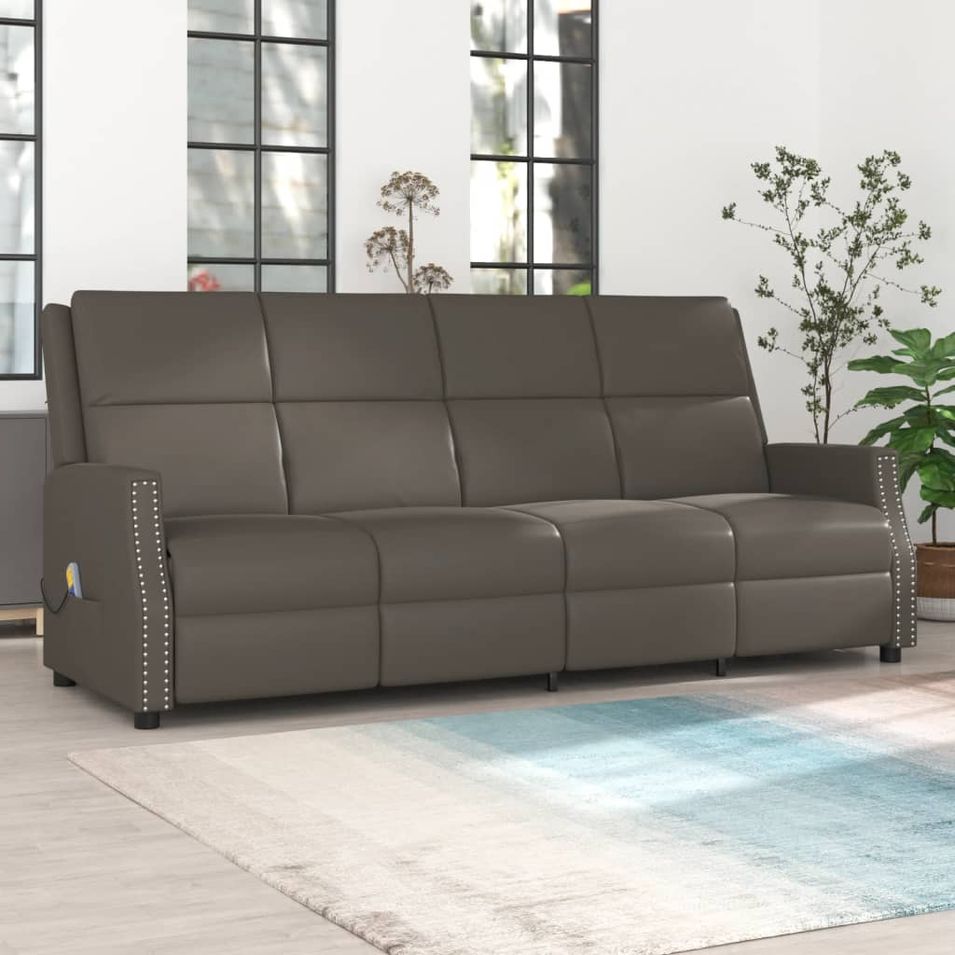 Fauteuil de massage inclinable à 4 places Gris Similicuir 3 - Photo n°1