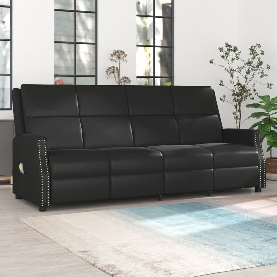 Fauteuil de massage inclinable à 4 places Noir Similicuir - Photo n°1