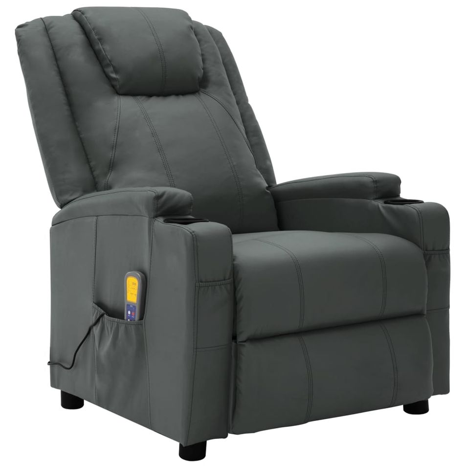 Fauteuil de massage inclinable Anthracite Similicuir - Photo n°1