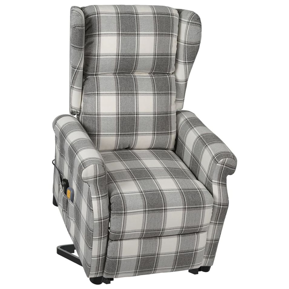 Fauteuil de massage inclinable Blanc et gris Tissu - Photo n°1