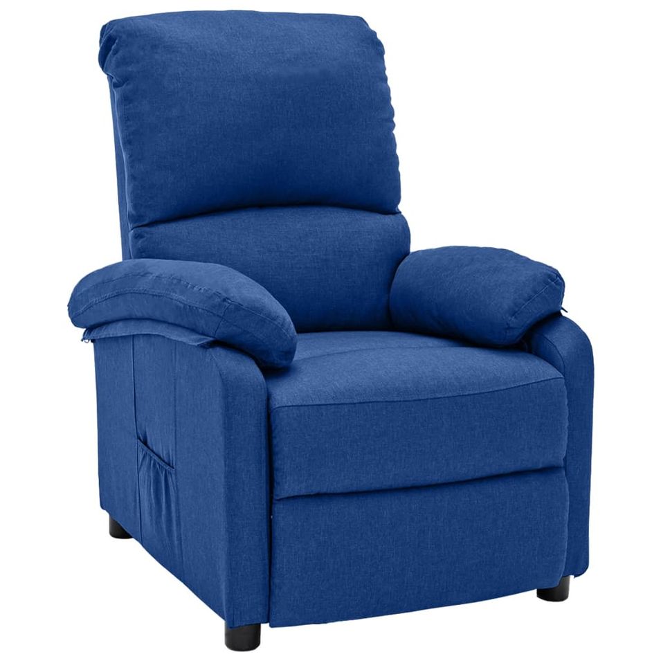 Fauteuil de massage inclinable Bleu Tissu - Photo n°1