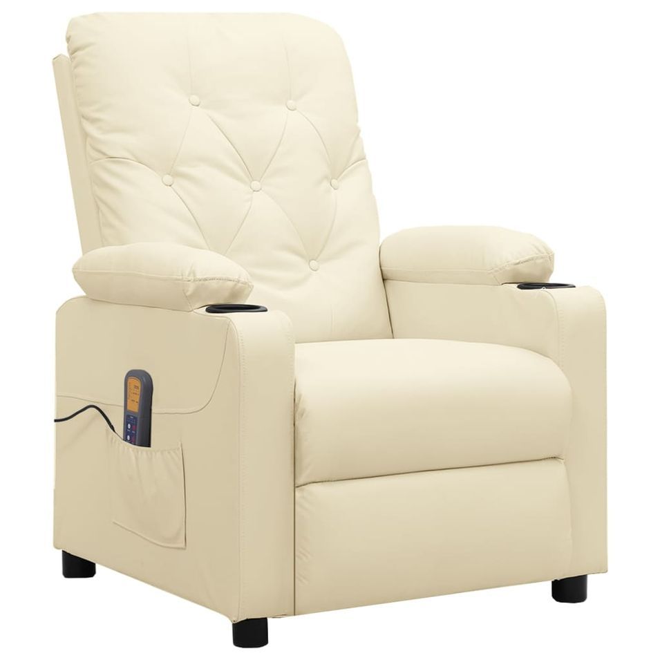 Fauteuil de massage inclinable Crème Similicuir 6 - Photo n°1