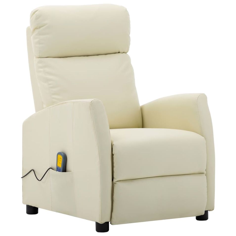 Fauteuil de massage inclinable Crème Similicuir 7 - Photo n°1