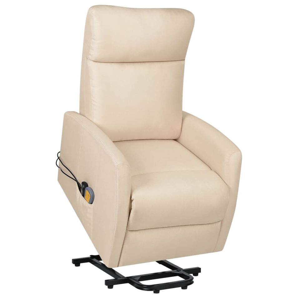 Fauteuil de massage inclinable Crème Tissu 12 - Photo n°1
