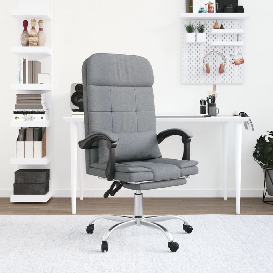 Fauteuil de massage inclinable de bureau Gris clair Tissu - Photo n°1