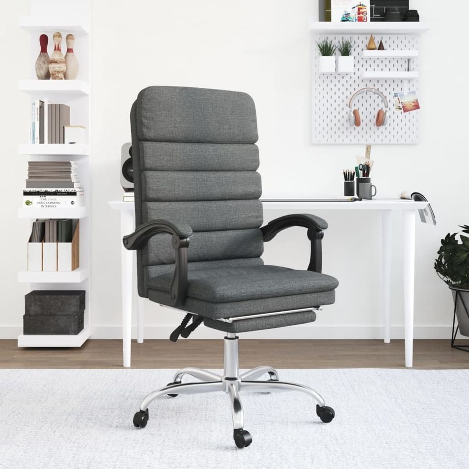 Fauteuil de massage inclinable de bureau Gris foncé Tissu - Photo n°1