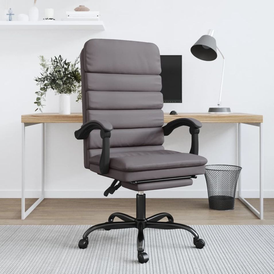 Fauteuil de massage inclinable de bureau Gris Similicuir - Photo n°1