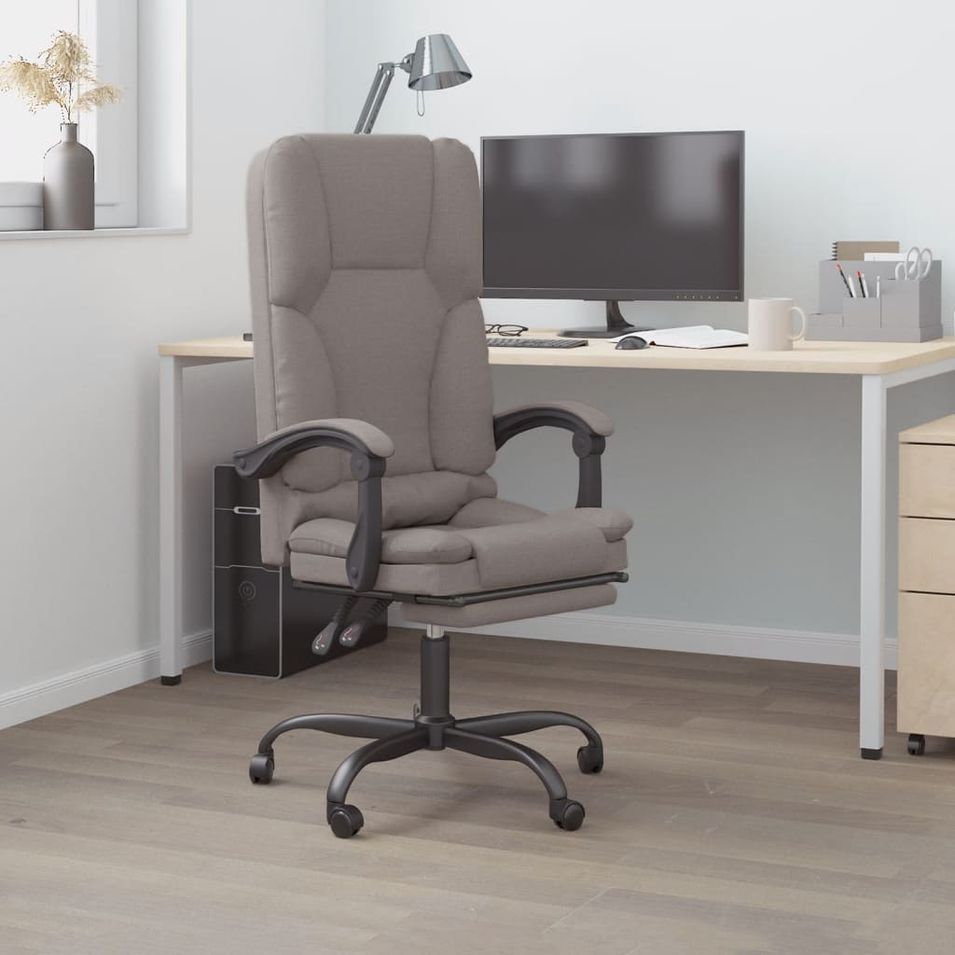 Fauteuil de massage inclinable de bureau Taupe Tissu 2 - Photo n°1