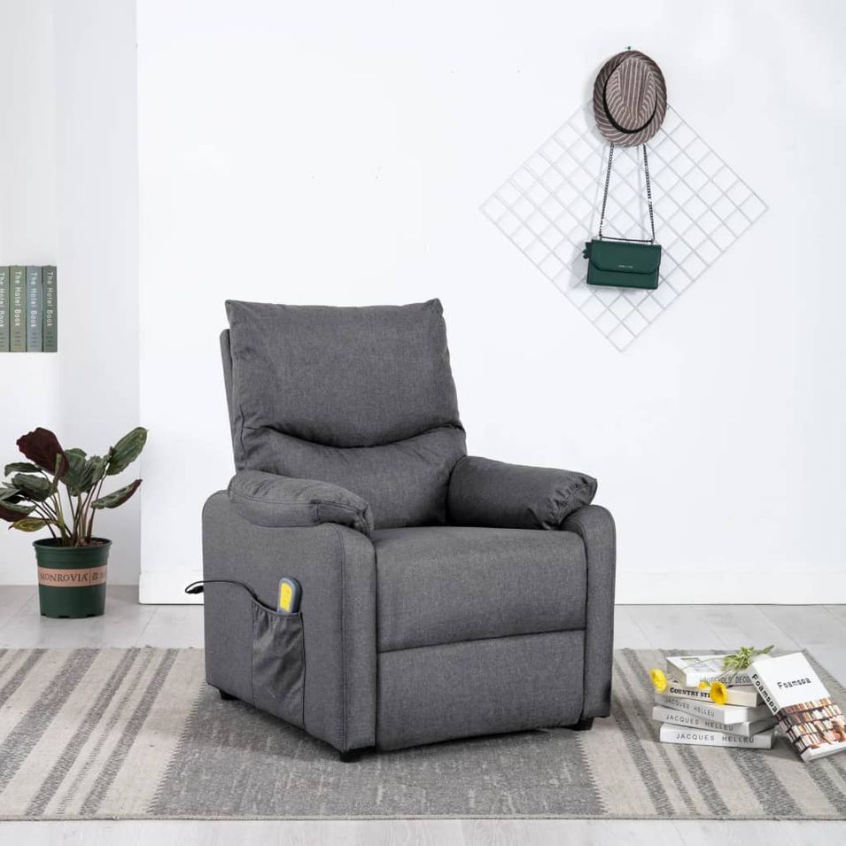 Fauteuil de massage inclinable électrique Gris foncé Tissu 11 - Photo n°1