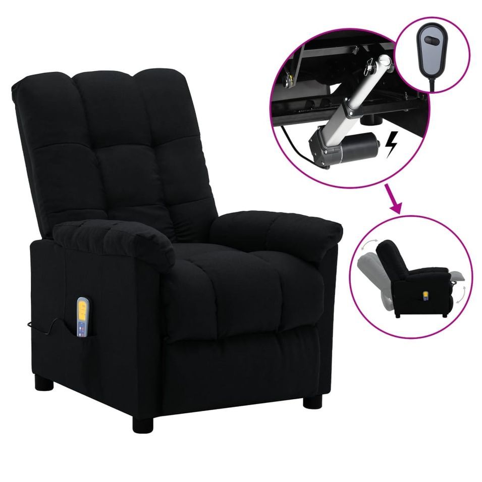Fauteuil de massage inclinable électrique Noir Tissu 12 - Photo n°1