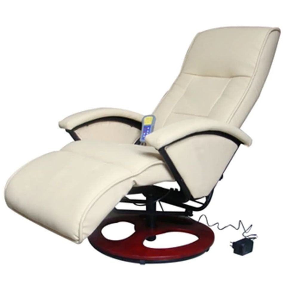 Fauteuil de massage inclinable électrique simili cuir crème Banky - Photo n°1