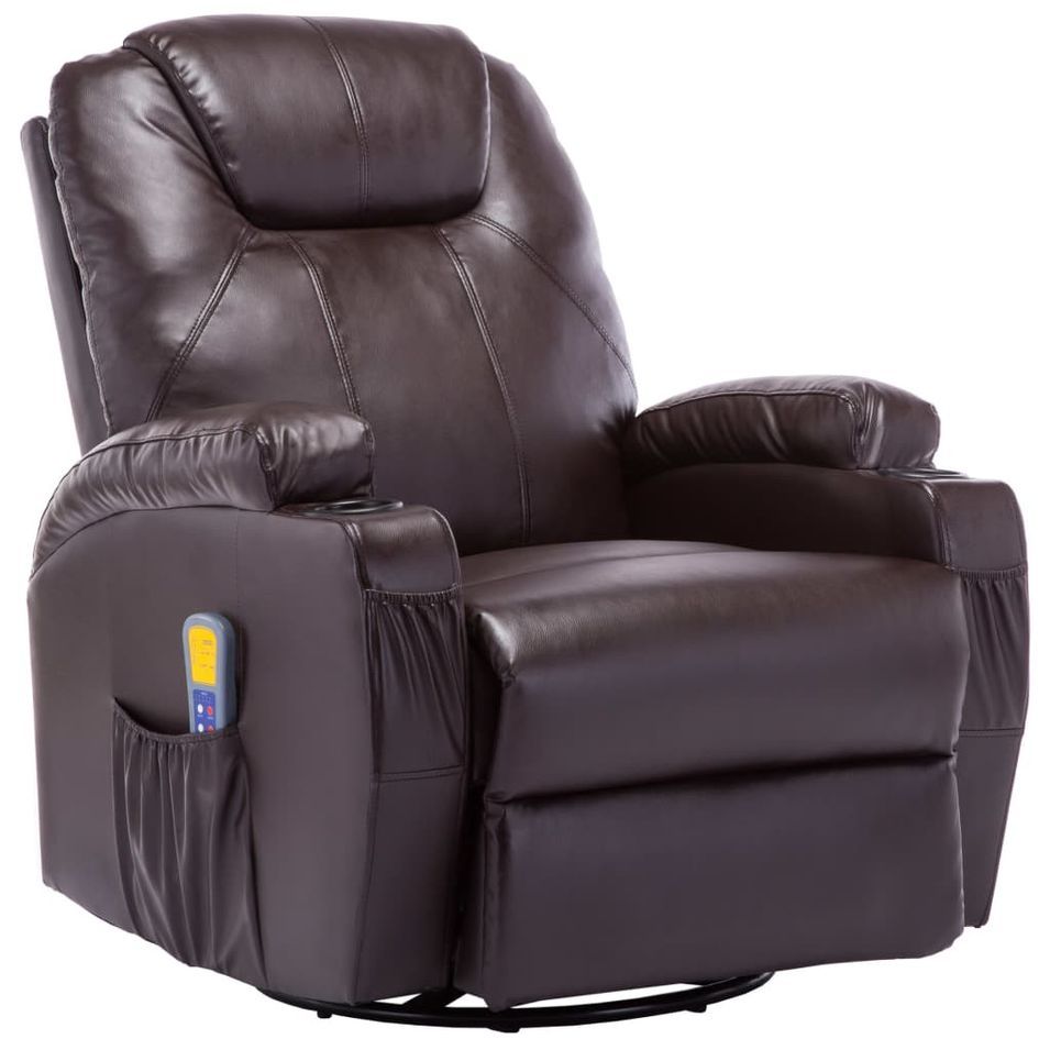 Fauteuil de massage inclinable électrique simili cuir marron Ripau - Photo n°1