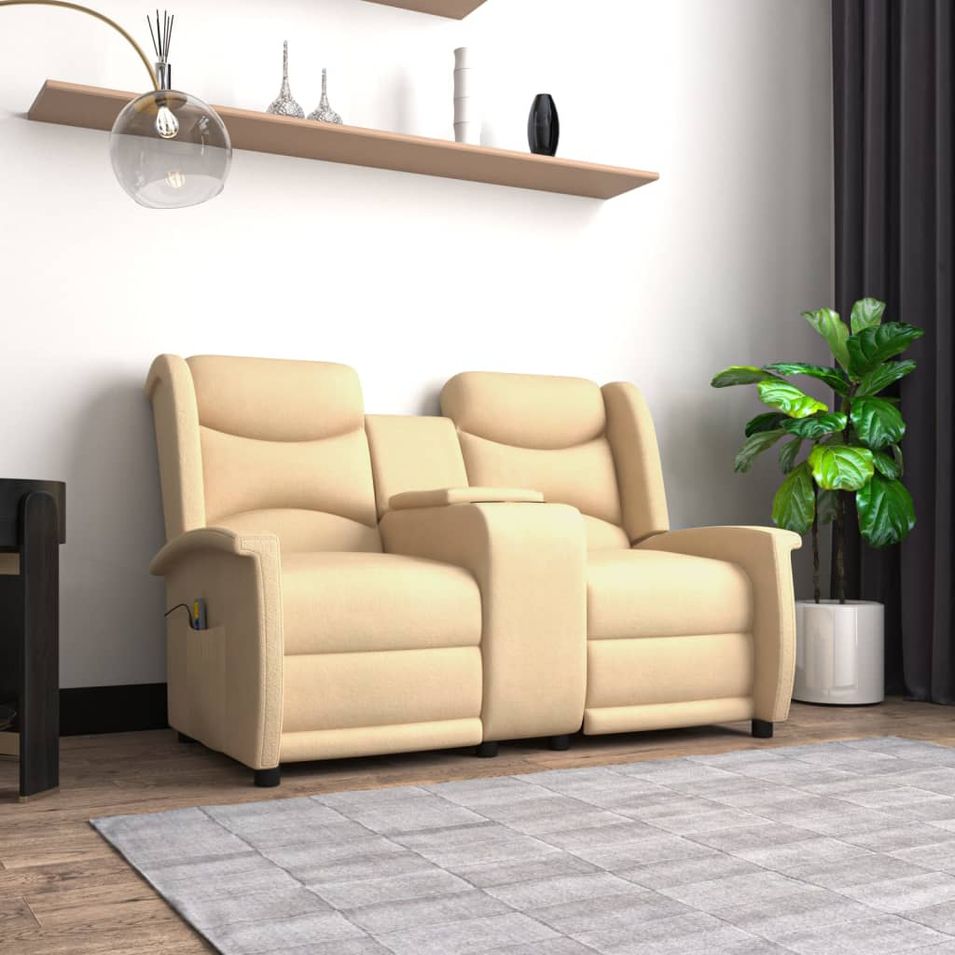 Fauteuil de massage inclinable et porte-gobelet 2 places Crème - Photo n°1