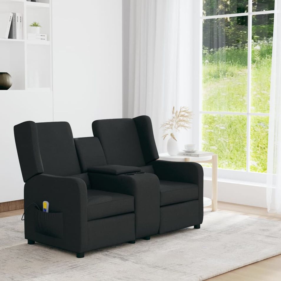 Fauteuil de massage inclinable et porte-gobelet 2 places Noir 2 - Photo n°1